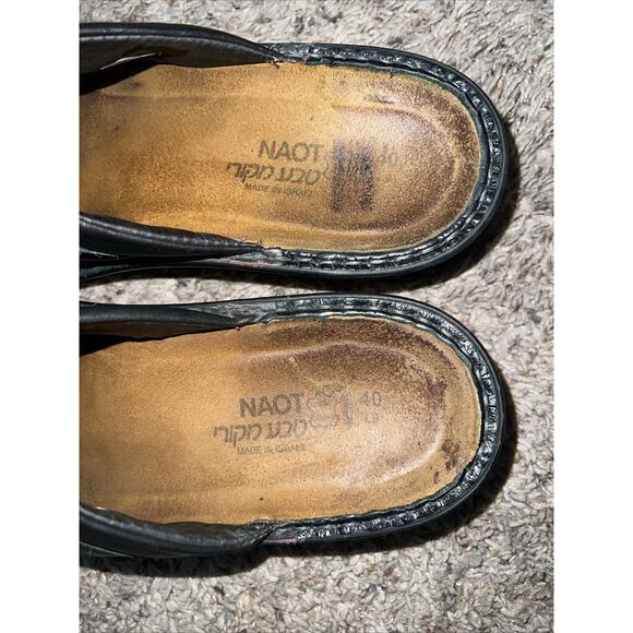 Naot Black Leather Clogs Sandals Wedge Slide On Womens 40 Size 9 - Picture 8 of 8